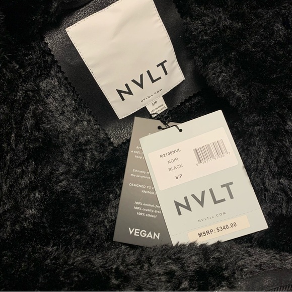 nwt $340 Anthropologie NVLT Black Trench Coat Vegan Faux Fur Jacket Size Small - Picture 5 of 17